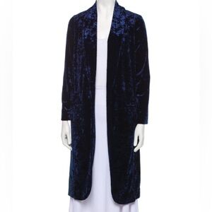 New W/Tags Allen Schwartz Faux Fur/Crushed Velvet Light Coat In Navy Blue - XS